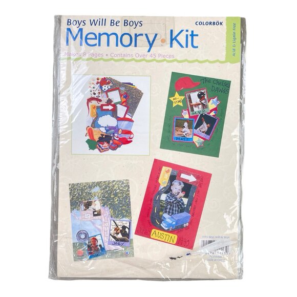 Vintage Memory Kit Boys will be Boys 8 Page Memory Kit Stickers Die Cuts Paper - Picture 2 of 2